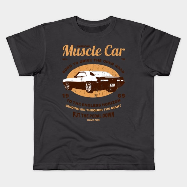 1969 Camaro Muscle Car Kids T-Shirt by CC I Design